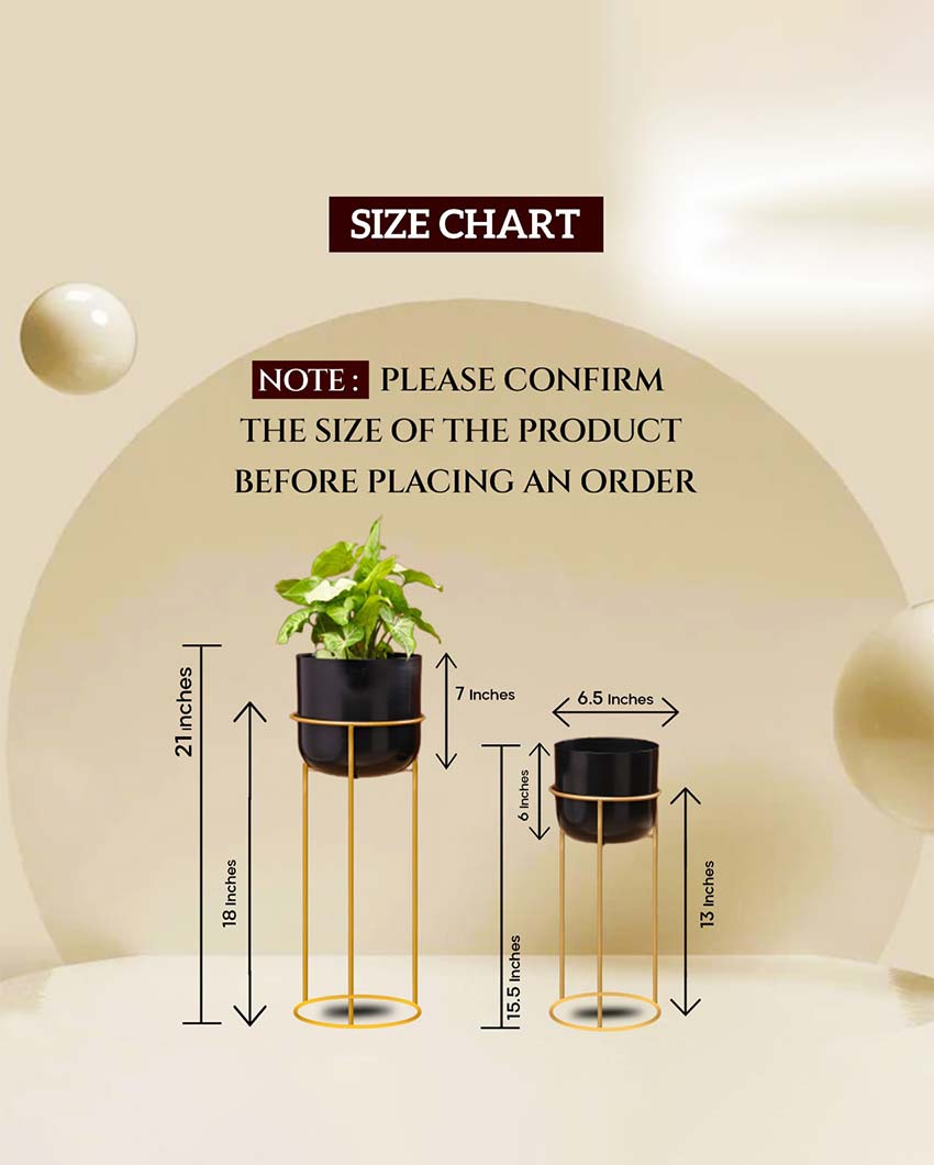 Allura Metal Planters with Stands | Set Of 2 | Plant not included