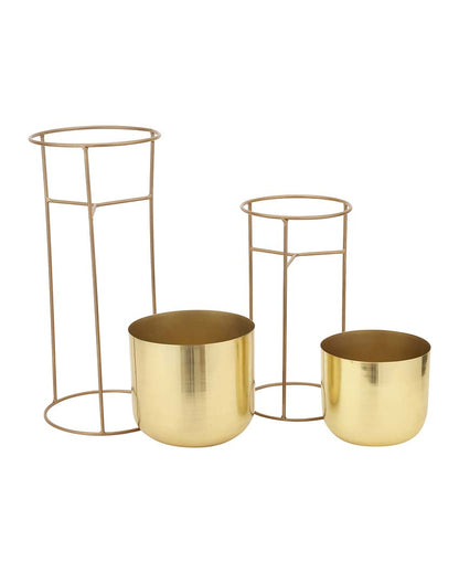 Allura Metal Planters with Stands | Set Of 2 | Plant not included