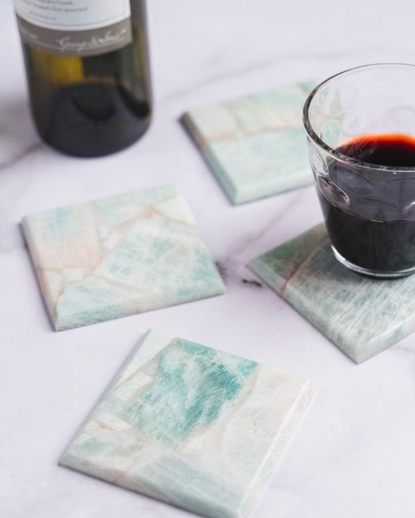 Amazonite Square Stone Coaster | Set of 4