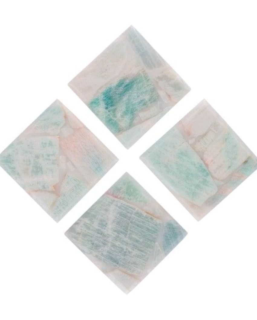 Amazonite Square Stone Coaster | Set of 4