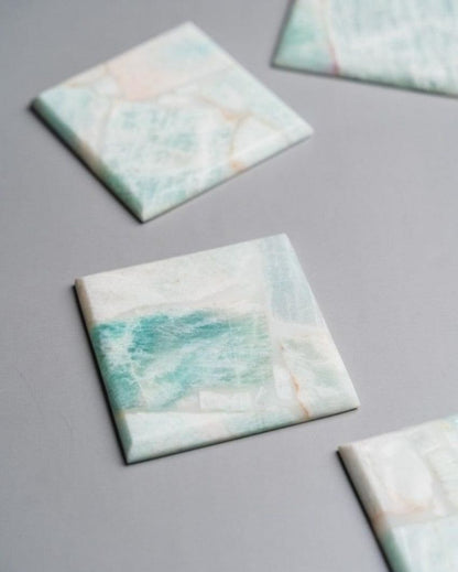 Amazonite Square Stone Coaster | Set of 4