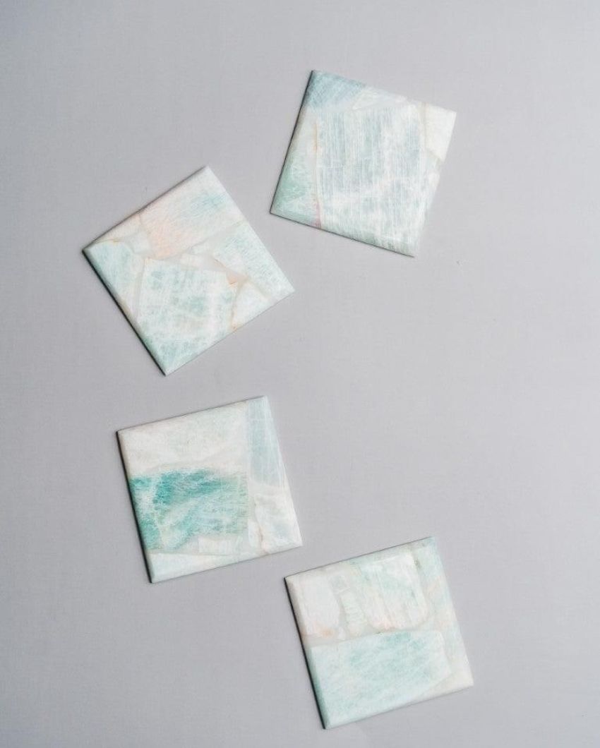 Amazonite Square Stone Coaster | Set of 4