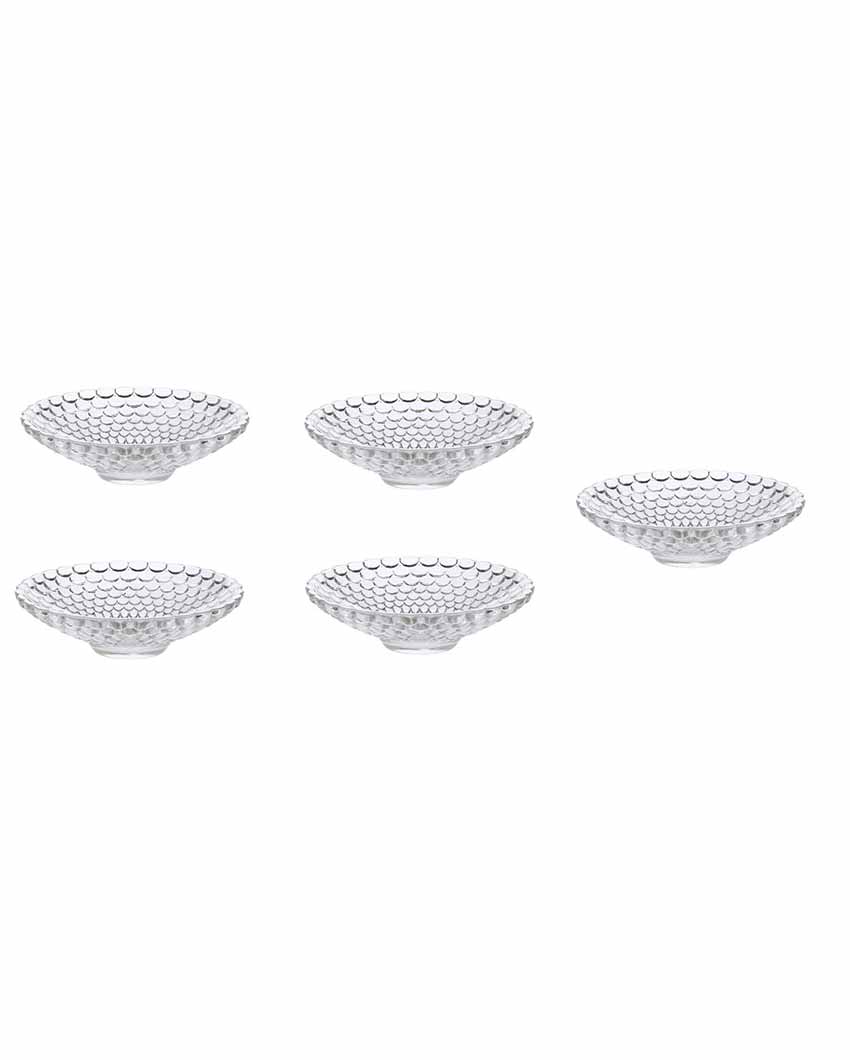Elegant Floral Design Transparent Round Glass Food Serving Plates | 10 inches