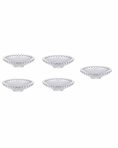 Elegant Floral Design Transparent Round Glass Food Serving Plates | 10 inches