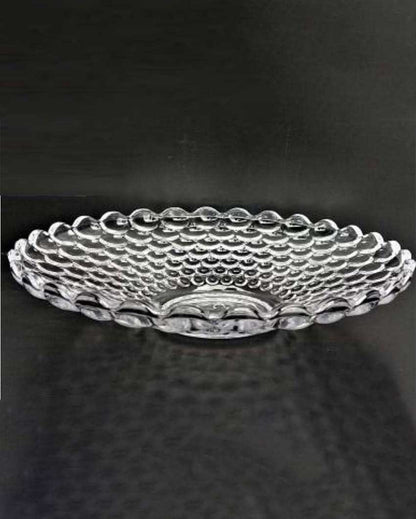 Elegant Floral Design Transparent Round Glass Food Serving Plates | 10 inches