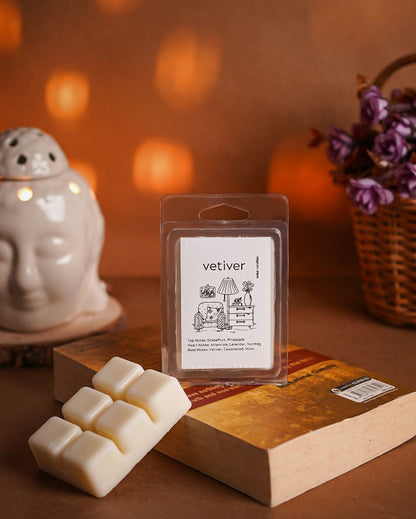 Ceramic Buddha Aroma Diffuser Home Fragrance With 6 Tea Lights And 1 Wax Melt Set | Vetiver