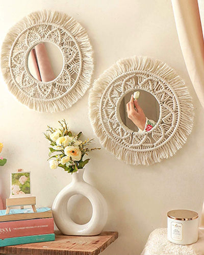 Artisan Gaze Cotton Frame Mirrors | Set of 2