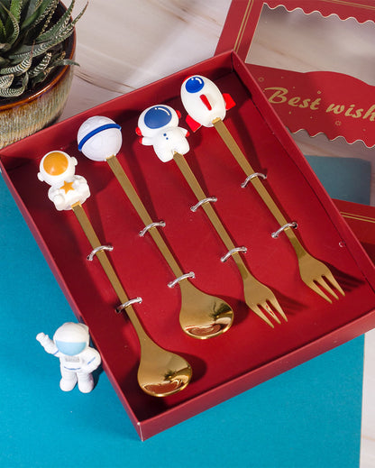 Astro Theme Metal 2 Spoons & 2 Forks Set