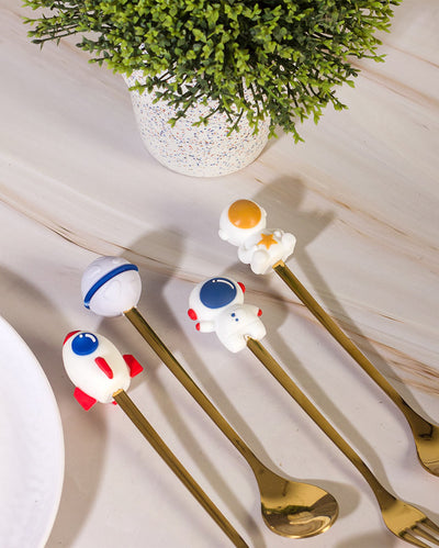 Astro Theme Metal 2 Spoons & 2 Forks Set