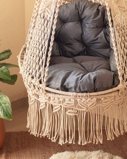 Serene Azure Offwhite Breeze Hanging Swing | 78 x 35 x 35 inches
