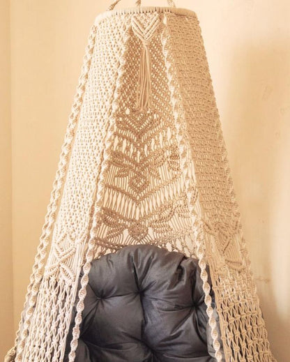 Serene Azure Offwhite Breeze Hanging Swing | 78 x 35 x 35 inches