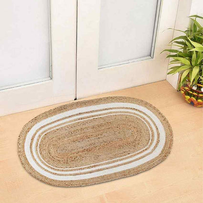 Beige Hand Braided Cotton Rug | 39 x 24 inches