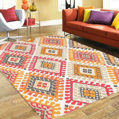 Rajwada Multicolored Printed Cotton Carpet | 67 x 47 inches