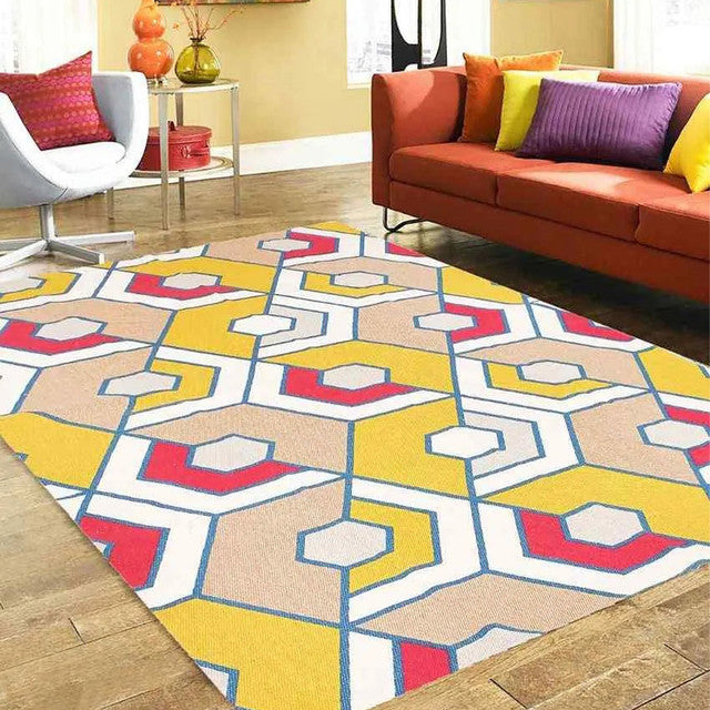 Honeycomb Printed Cotton Carpet | 67 x 47 inches