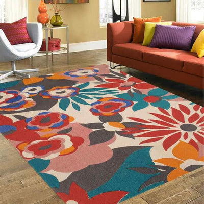 Floral Printed Cotton Carpet | 67 x 47 inches