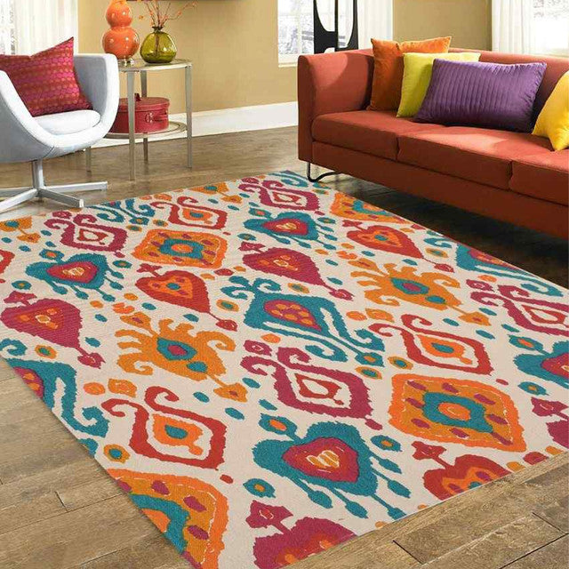 Ecletic Ikat Printed Cotton Carpet | 67 x 47 inches