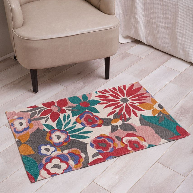 Stylish Cotton Floral Printed Rug | 35 x 23 inches