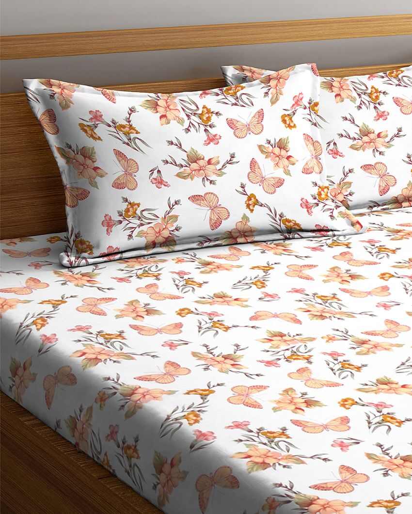 Butterfly Garden Cotton Bedsheet Set | 106 x 91 inches