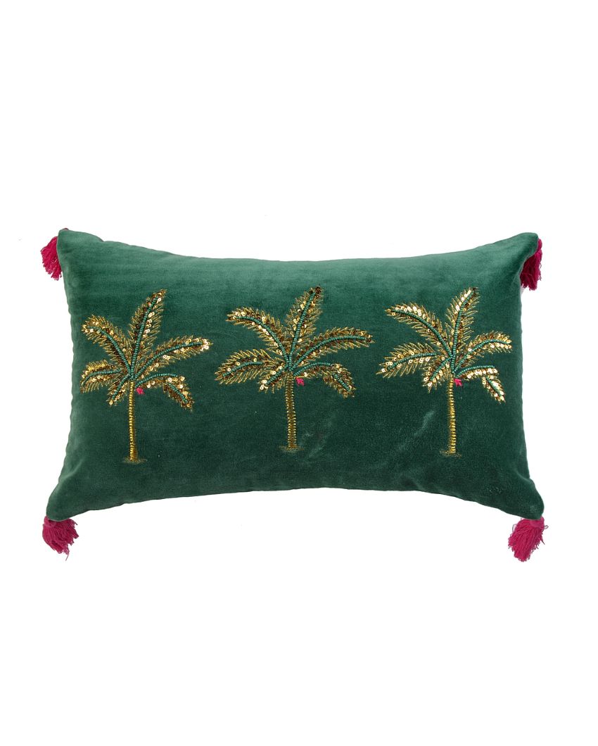 Golden Balsa Embroidered Cushion Cover | 20 x 12 inches