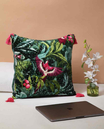 Au-Dela Velvet Cotton Cushion Cover | 16 x 16 inches
