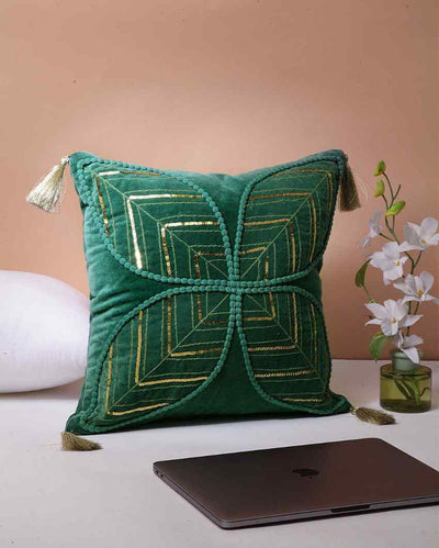 Pallav Embroidered Cotton Cushion Cover | 16 x 16 inches