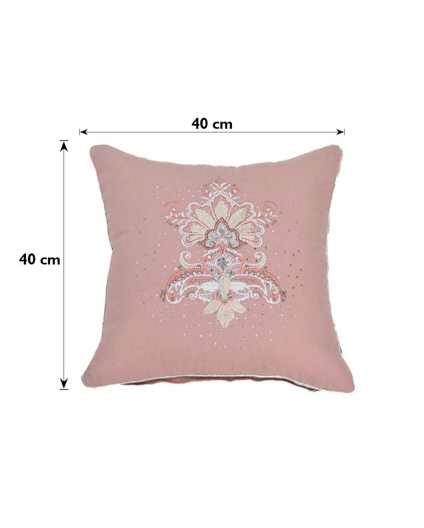 Rose Damask Cotton Cushion Cover | 16 x 16 inches