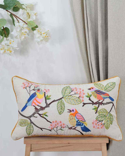 Sweety In The Garden Cotton Cushion Cover | 20 x 12 inches