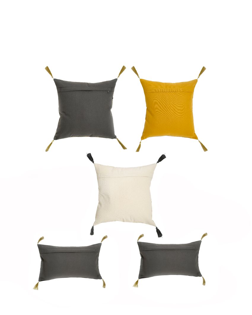 Happy Place Cotton Cushion Covers Set | 5 Pieces