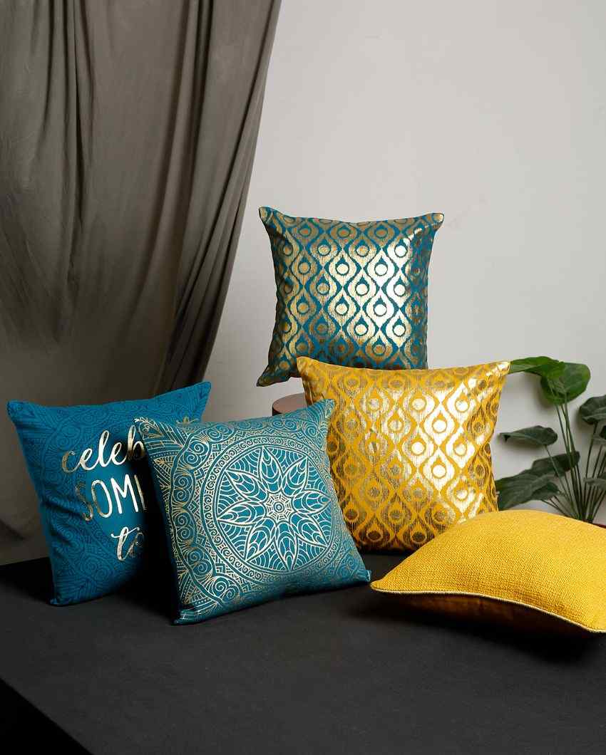 Rajgharana Cotton Cushion Covers | Set Of 5 | 16 x 16 inches