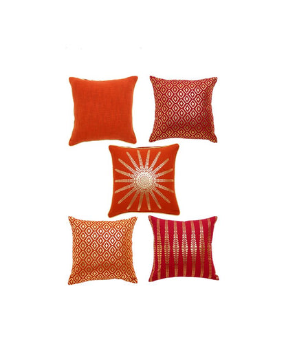 Coruscate Cotton Cushion Covers | Set Of 5 | 16 x 16 inches