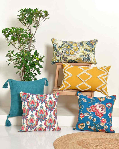 Jacobian Cotton Cushion Covers | Set Of 5
