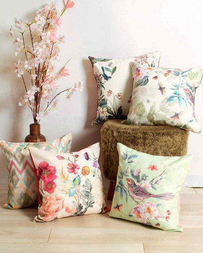 Minty Garden Polyester Cushion Covers | Set Of 5