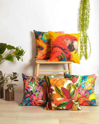 Tropical Printed Polyester Cushion Covers | 5 Pieces | 16 x 16 inches