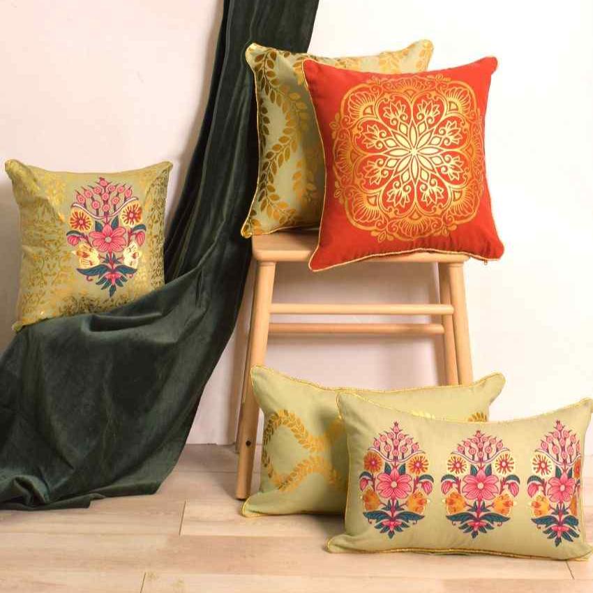 Foil Printed Cotton Cushion Covers | 5 Pieces