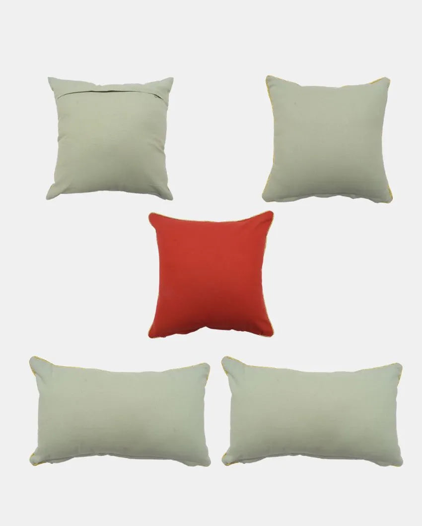 Foil Printed Cotton Cushion Covers | 5 Pieces