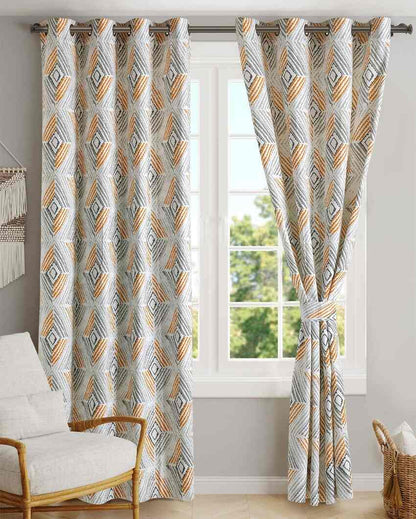 Kara Yellow Cotton Curtains | Set Of 2 | 8.8 x 4.4 ft