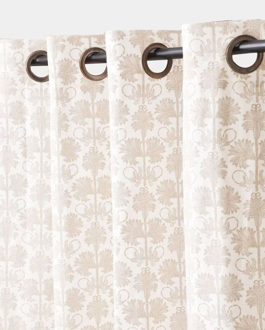 Darbar Beige Cotton Curtains | Set Of 2 | 8.8 x 4.4 ft