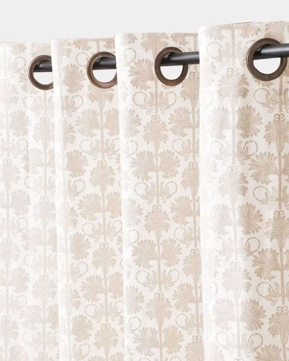 Darbar Beige Cotton Curtains | Set Of 2 | 8.8 x 4.4 ft