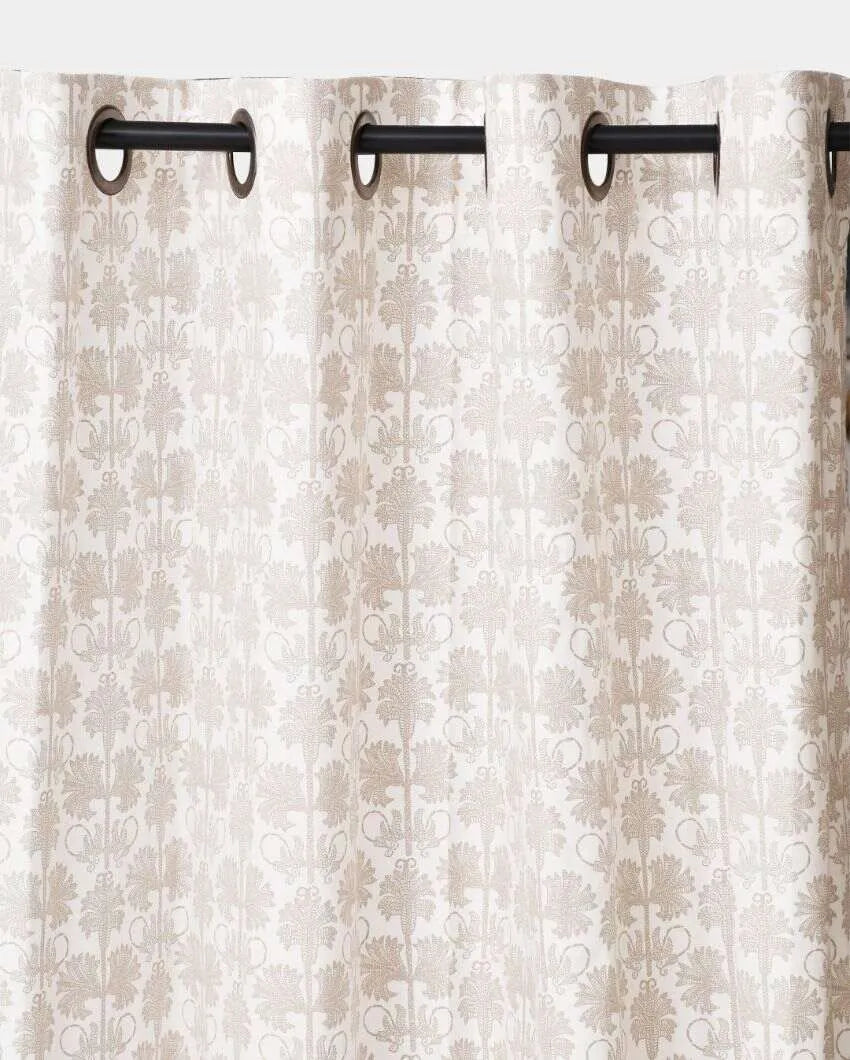 Darbar Beige Cotton Curtains | Set Of 2 | 8.8 x 4.4 ft