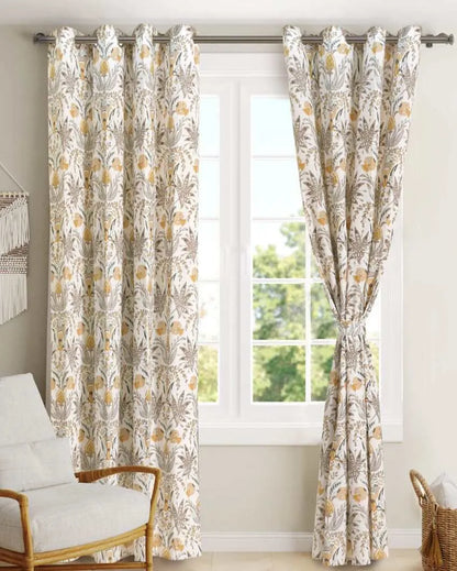 Alisa Cotton Printed Curtains | Set Of 2 | 7 x 4.4 ft