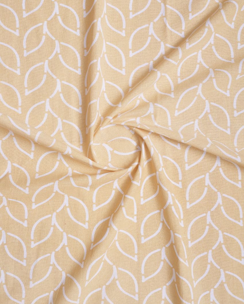 Branchlet Yellow Polyester Cotton Printed Door Curtain | Set of 2 | 7 x 4 Feet