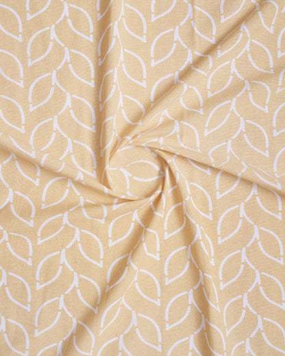 Branchlet Yellow Polyester Cotton Printed Door Curtain | Set of 2 | 7 x 4 Feet