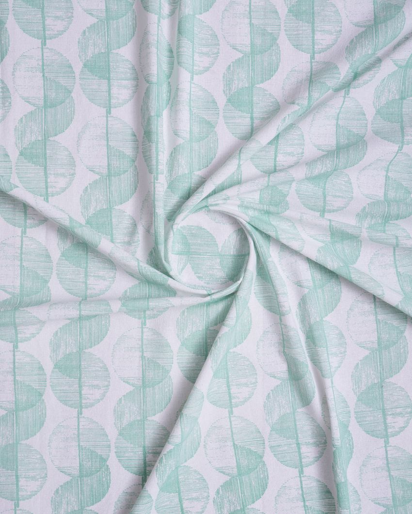 Swirl Green Polyester Cotton Printed Door Curtain | Set of 2 | 7 x 4 Feet