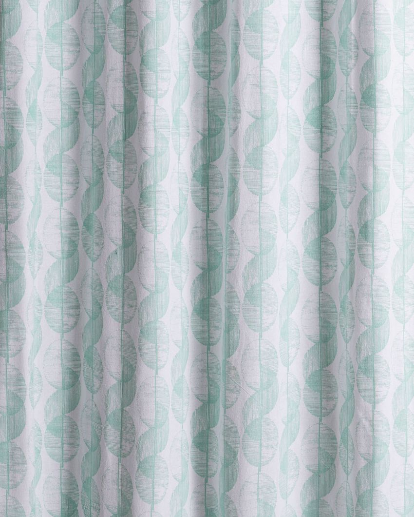 Swirl Green Polyester Cotton Printed Door Curtain | Set of 2 | 7 x 4 Feet