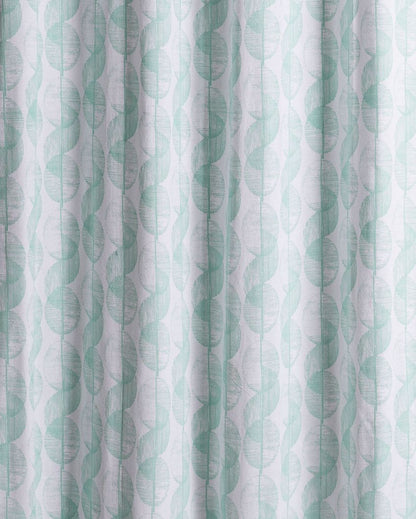 Swirl Green Polyester Cotton Printed Door Curtain | Set of 2 | 7 x 4 Feet