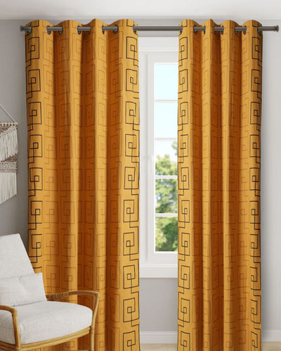 Maze Polyester Cotton Printed Door Curtain | Set of 2 | 7 x 4 Feet