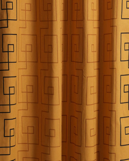 Maze Polyester Cotton Printed Door Curtain | Set of 2 | 7 x 4 Feet