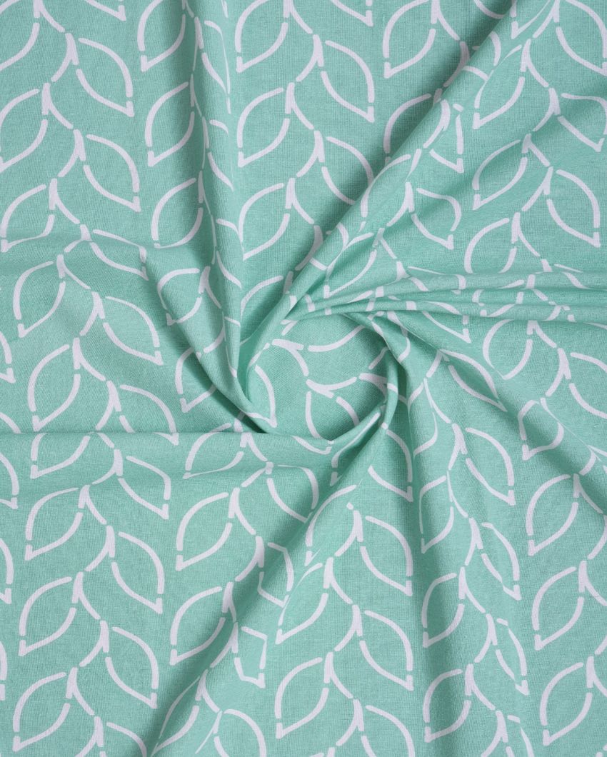 Branchlet Aqua Polyester Cotton Printed Door Curtain | Set of 2 | 7 x 4 Feet