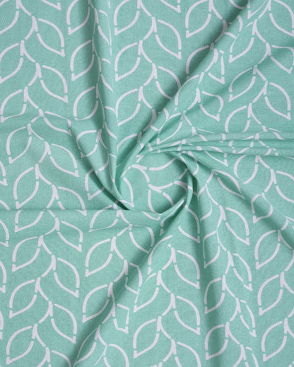 Branchlet Aqua Polyester Cotton Printed Door Curtain | Set of 2 | 7 x 4 Feet