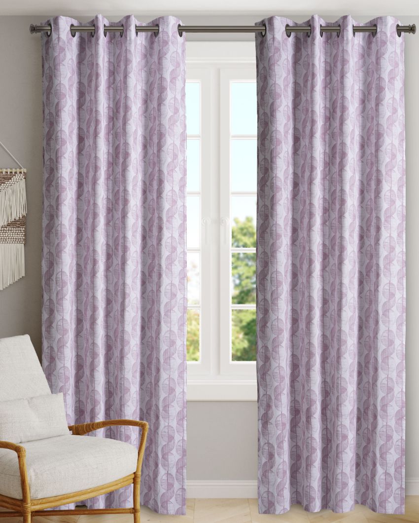 Swirl Lilac Polyester Cotton Printed Door Curtain | Set of 2 | 7 x 4 Feet